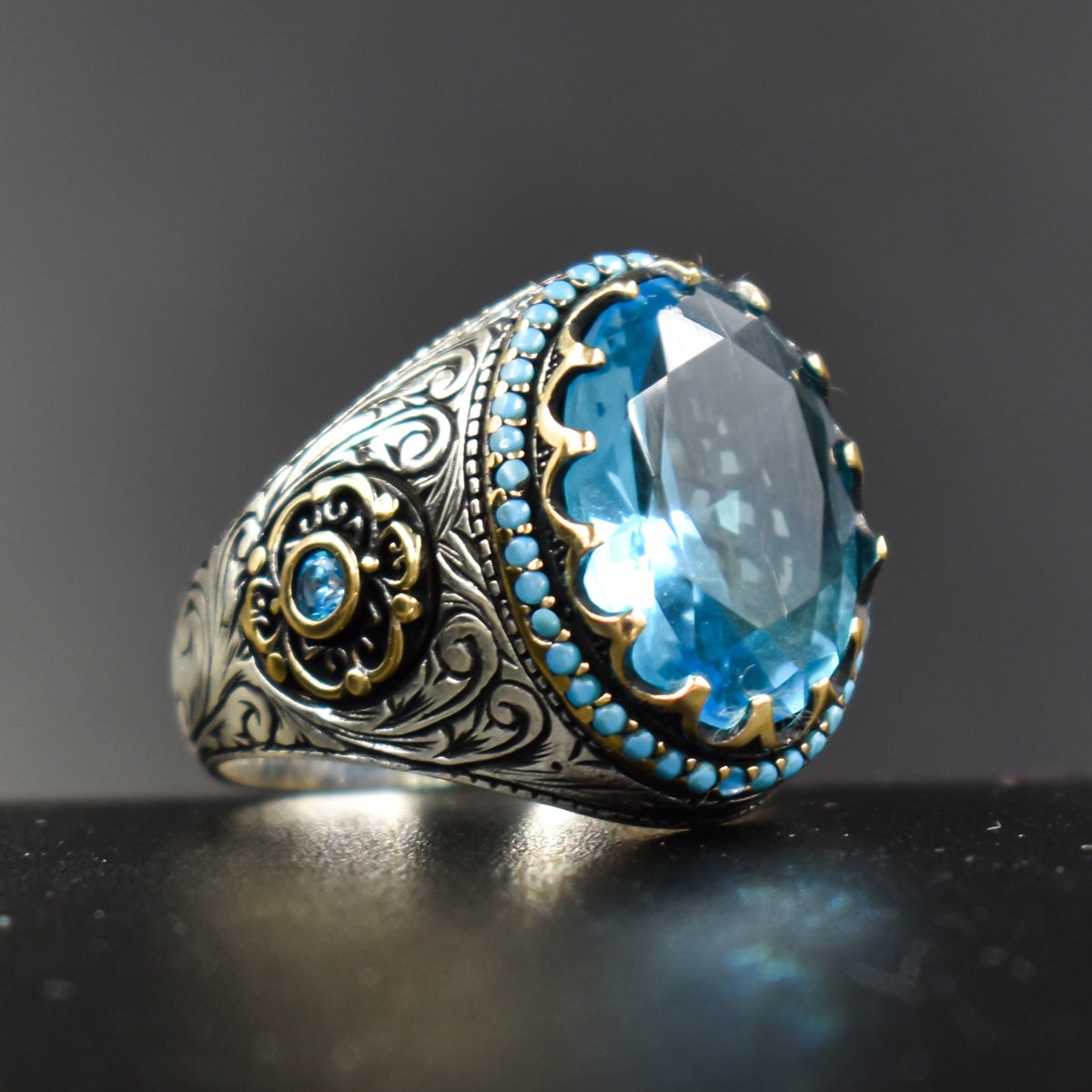Blue Stone Handmade Ring4Men Silver Ring LMR007 Sterling 925 –